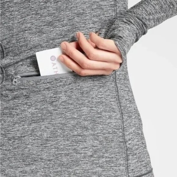 - Athleta Heather Grey Pacifica Crosscurrent UPF Zip Up Hooded Jacket Size Large - Picture 4 of 11
